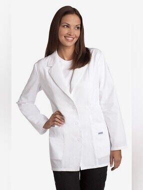 White Mobb Medical Lab Coat with Button Front